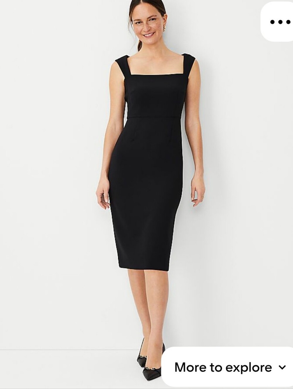 Ann Taylor Black Square-Neck Sheath Dress